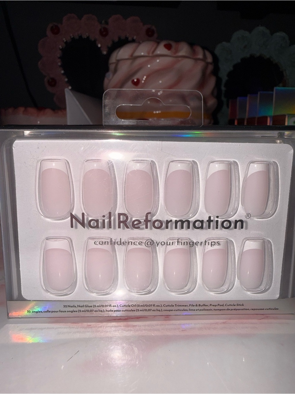 Nail Reformation Blush Pink French Tip Press-On Nails - Classic Coffin Set